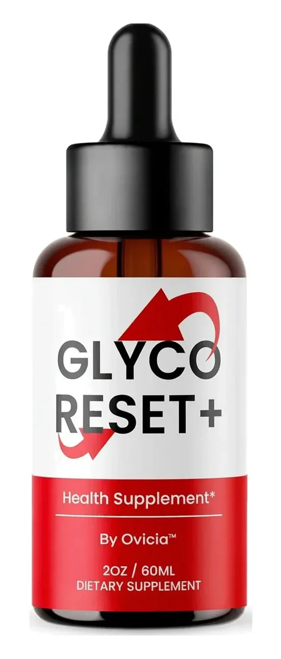 One amber Glyco Reset+ dropper bottle, 2 oz